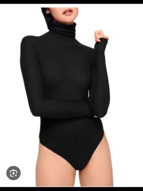 Free People Black Long-Sleeve Turtleneck Bodysuit